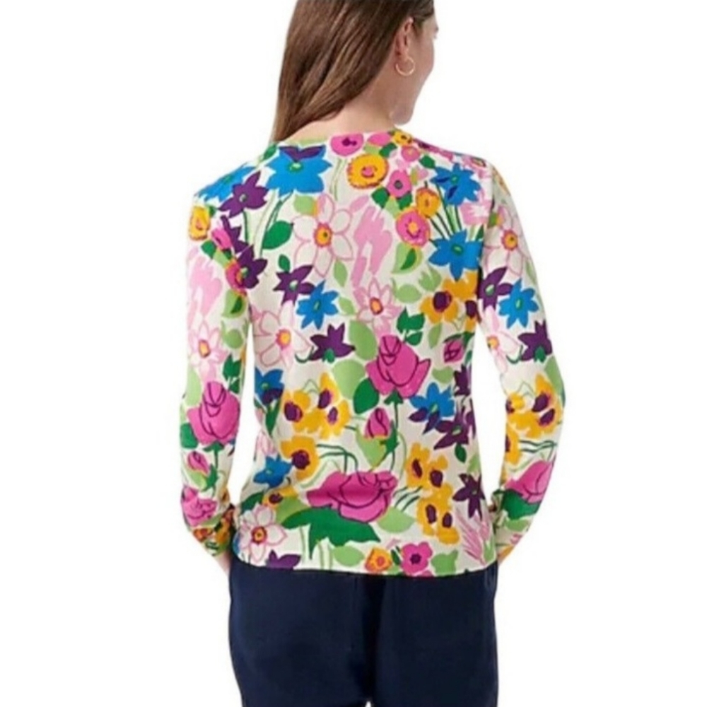 J. Crew Floral Pullover Merino Wool Sweater Size Small Crewneck - Picture 3 of 12